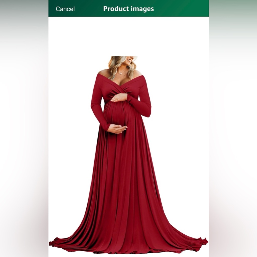 Elegant Long Sleeve Maternity Dress in Deep Red